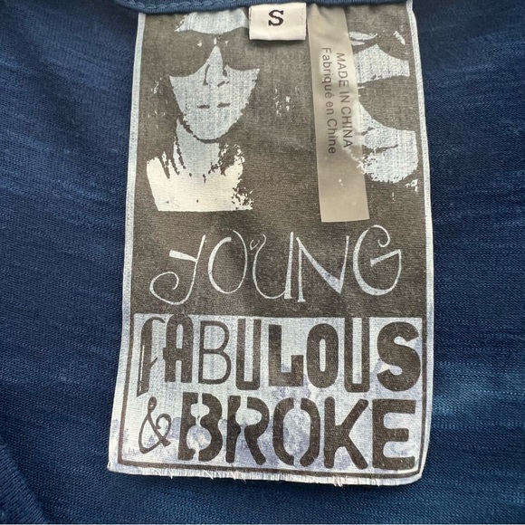 Young Fabulous & Broke Quarter Sleeve Tie Dye Ombre Romper Blue and Cream Size S - Picture 5 of 10